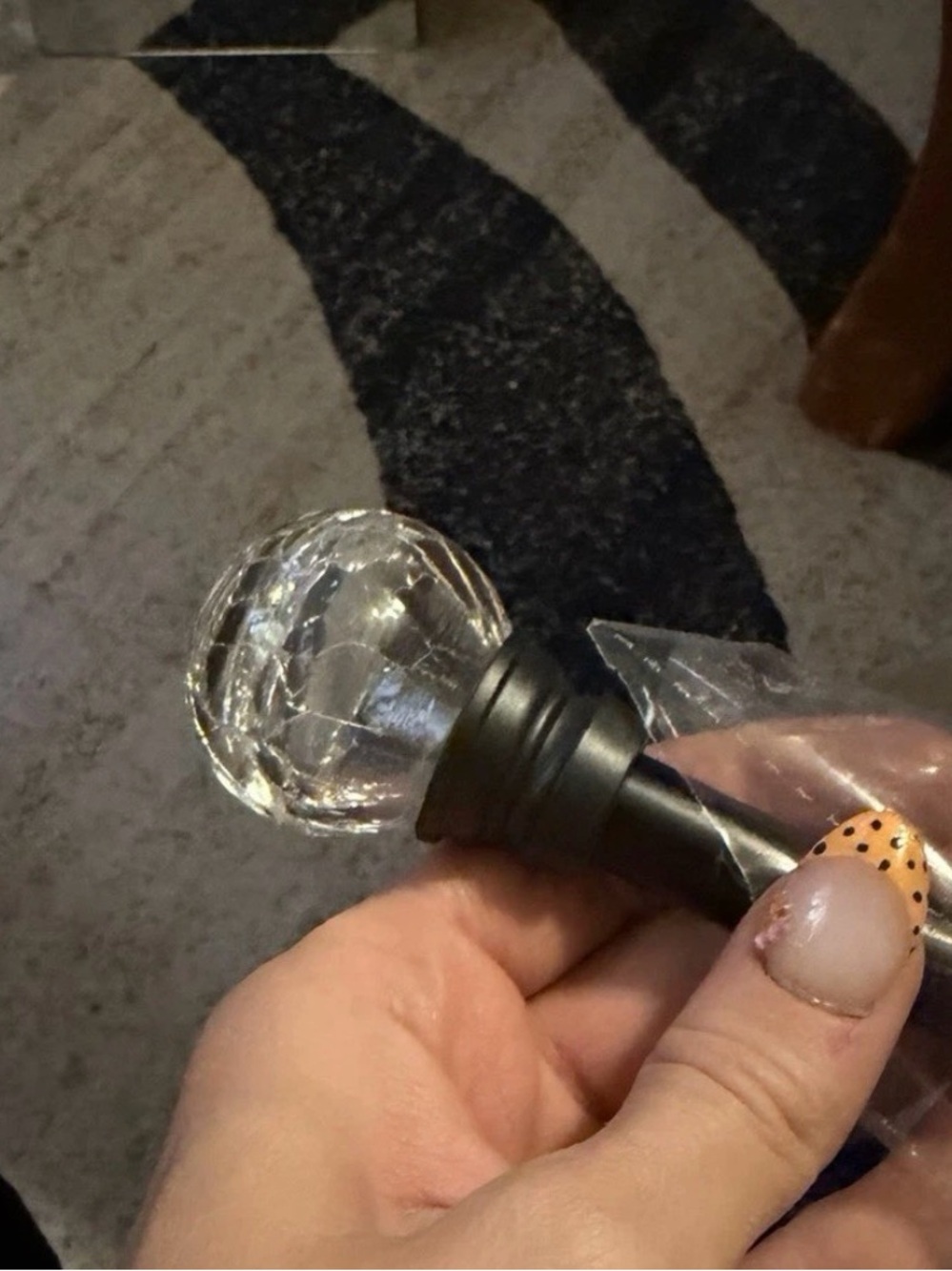 Crystal Ball Curtain Rod Finial - Clear and Bronze 48”-84”